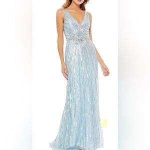 MAC DUGGAL Burst Sequin Gown - Powder Blue - Size 10